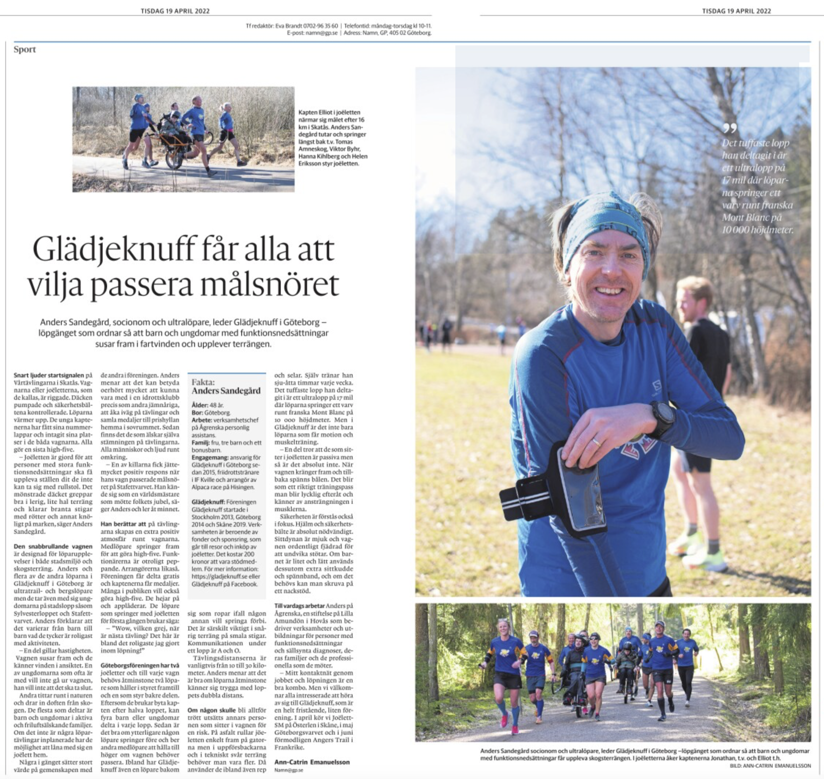 Föreningen Glädjeknuff uppmärksammas i Göteborgs-Posten - Joëlette -  frihet, gemenskap och äventyr!